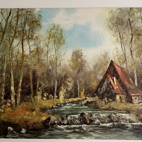 Vintage Fine art print by Gellman -By the Waterfall-By Lorenze 16" x 20" - Picture 2 of 7